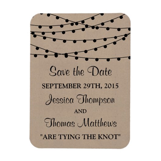 Het Rustic Kraft String Lights Wedding Collectie Magneet (Verticaal)