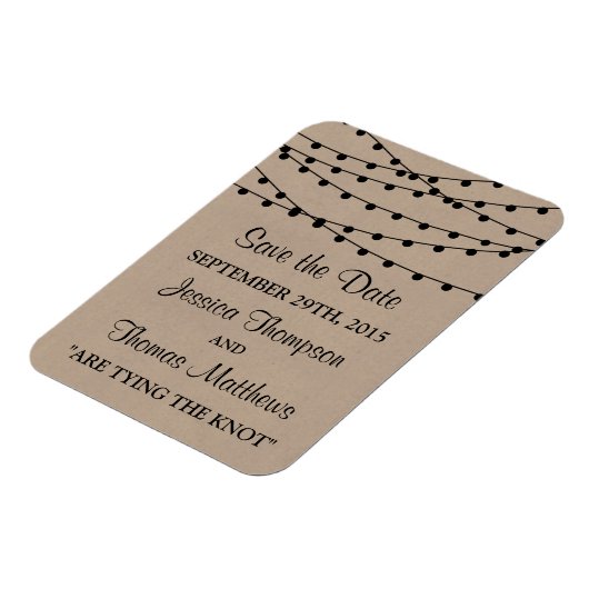 Het Rustic Kraft String Lights Wedding Collectie Magneet (Linkerzijde)