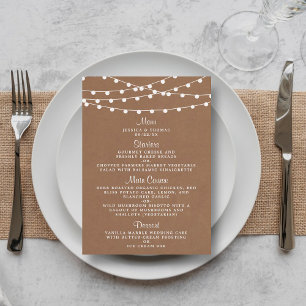 Het Rustic Kraft String Lights Wedding Collectie Menu