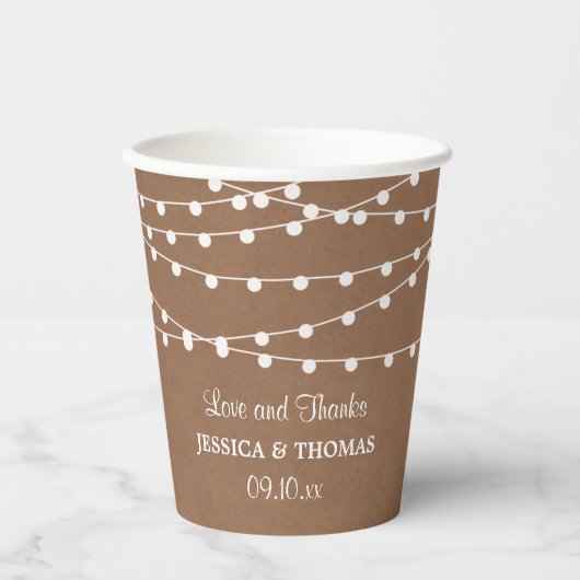 Het Rustic Kraft String Lights Wedding Collectie Papieren Bekers (Voorkant)