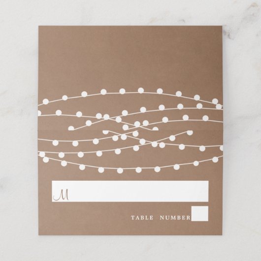 Het Rustic Kraft String Lights Wedding Collectie Plaatskaartje (Buitenkant ongevouwen)