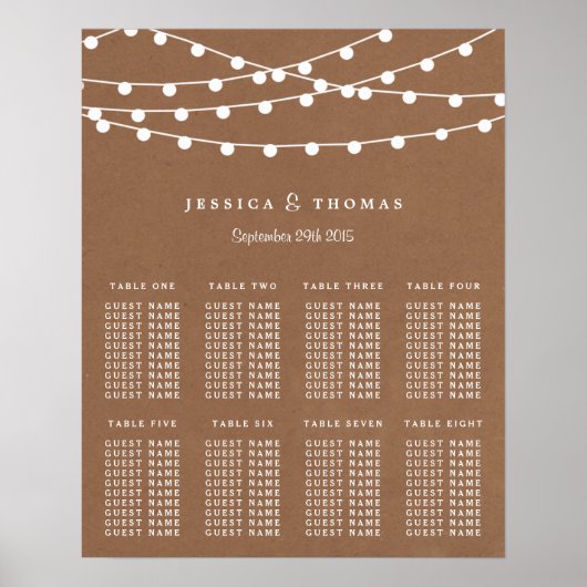 Het Rustic Kraft String Lights Wedding Collectie Poster (Voorkant)