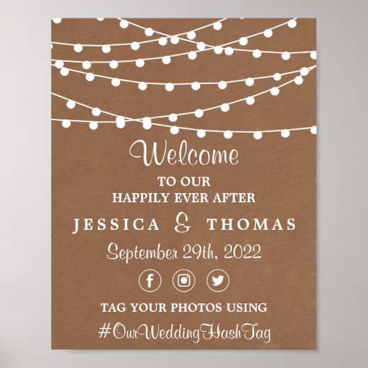 Het Rustic Kraft String Lights Wedding Collectie Poster (Voorkant)