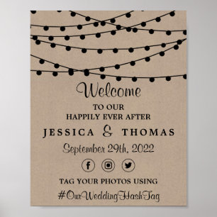 Het Rustic Kraft String Lights Wedding Collectie Poster