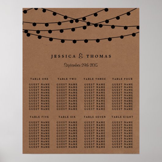 Het Rustic Kraft String Lights Wedding Collectie Poster (Voorkant)