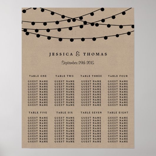 Het Rustic Kraft String Lights Wedding Collectie Poster (Voorkant)