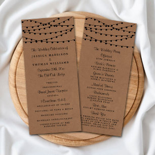Het Rustic Kraft String Lights Wedding Collectie Programmakaart