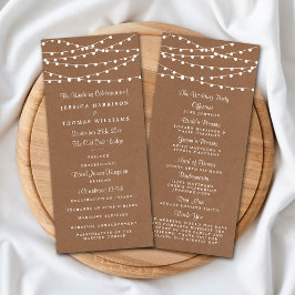 Het Rustic Kraft String Lights Wedding Collectie Programmakaart