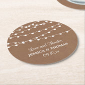 Het Rustic Kraft String Lights Wedding Collectie Ronde Kartonnen Onderzetter (Gebogen)