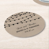 Het Rustic Kraft String Lights Wedding Collectie Ronde Kartonnen Onderzetter (Gebogen)