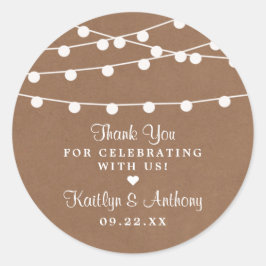 Het Rustic Kraft String Lights Wedding Collectie Ronde Sticker
