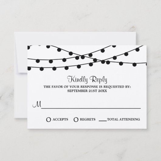 Het Rustic Kraft String Lights Wedding Collectie RSVP Kaartje (Voorkant)