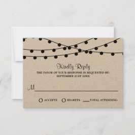 Het Rustic Kraft String Lights Wedding Collectie RSVP Kaartje