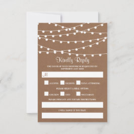 Het Rustic Kraft String Lights Wedding Collectie RSVP Kaartje