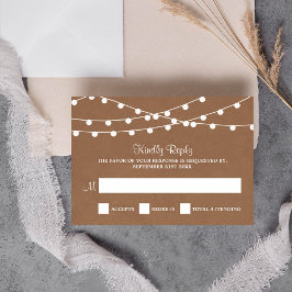 Het Rustic Kraft String Lights Wedding Collectie RSVP Kaartje