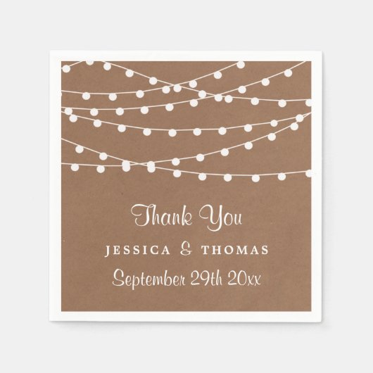 Het Rustic Kraft String Lights Wedding Collectie Servetten (Voorkant)