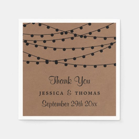Het Rustic Kraft String Lights Wedding Collectie Servetten (Voorkant)