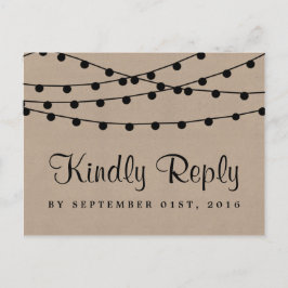 Het Rustic Kraft String Lights Wedding Collectie Uitnodiging Briefkaart