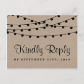 Het Rustic Kraft String Lights Wedding Collectie Uitnodiging Briefkaart (Voorkant)
