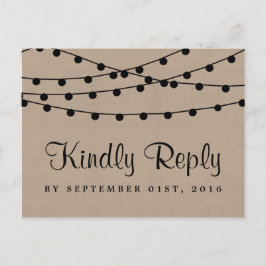 Het Rustic Kraft String Lights Wedding Collectie Uitnodiging Briefkaart