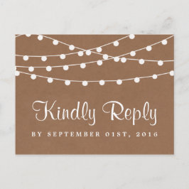 Het Rustic Kraft String Lights Wedding Collectie Uitnodiging Briefkaart