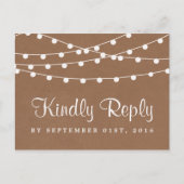 Het Rustic Kraft String Lights Wedding Collectie Uitnodiging Briefkaart (Voorkant)