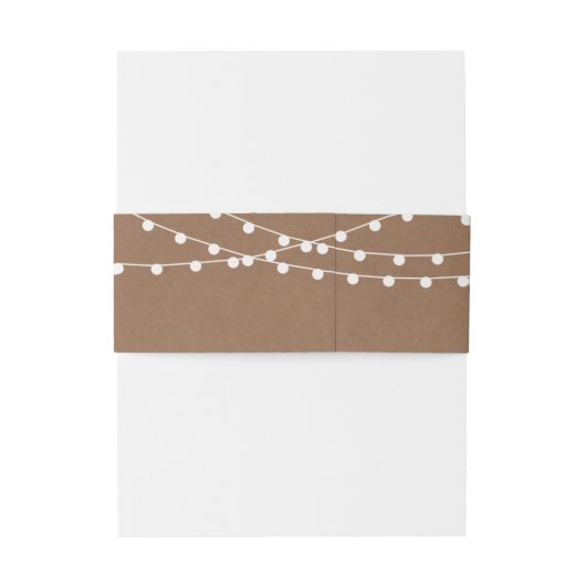 Het Rustic Kraft String Lights Wedding Collectie Uitnodigingen Wikkel (Achterkant Voorbeeld)