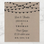 Het Rustic Kraft String Lights Wedding Collectie Wijn Etiket (Enkel label)