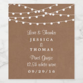 Het Rustic Kraft String Lights Wedding Collectie Wijn Etiket (Enkel label)