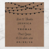 Het Rustic Kraft String Lights Wedding Collectie Wijn Etiket (Enkel label)