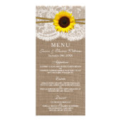 Het Rustic Sunflower Wedding Collectie Menu Kaart (Voorkant)