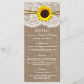 Het Rustic Sunflower Wedding Collectie Menu Kaart (Voorkant)