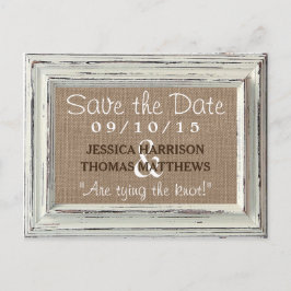 Het Rustic White Lijst & Burlap Wedding Collectie Aankondigingskaart