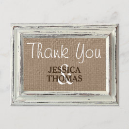 Het Rustic White Lijst & Burlap Wedding Collectie Briefkaart