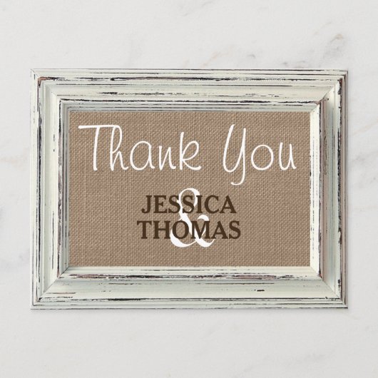 Het Rustic White Lijst & Burlap Wedding Collectie Briefkaart (Voorkant)