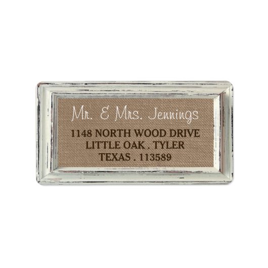 Het Rustic White Lijst & Burlap Wedding Collectie Etiket (Voorkant)