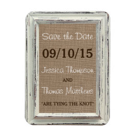 Het Rustic White Lijst & Burlap Wedding Collectie Magneet