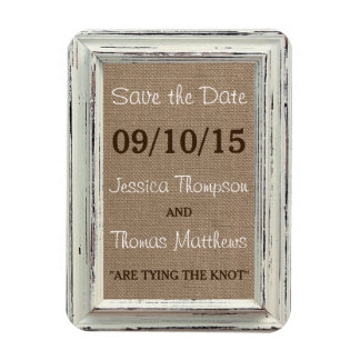 Het Rustic White Lijst & Burlap Wedding Collectie Magneet