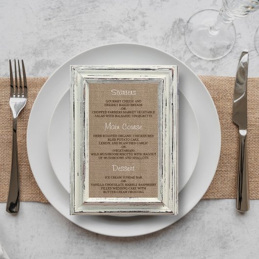 Het Rustic White Lijst & Burlap Wedding Collectie Menu