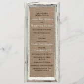 Het Rustic White Lijst & Burlap Wedding Collectie Programmakaart (Voorkant)