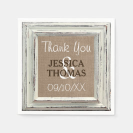 Het Rustic White Lijst & Burlap Wedding Collectie Servetten