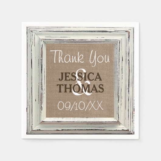 Het Rustic White Lijst & Burlap Wedding Collectie Servetten (Voorkant)