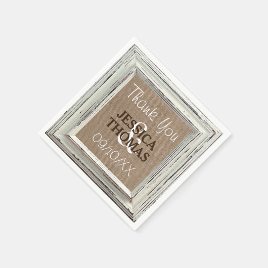 Het Rustic White Lijst & Burlap Wedding Collectie Servetten (Hoek)