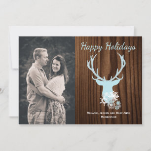 Het rustieke Blauwe Wenskaart van de Vakantie van Feestdagenkaart