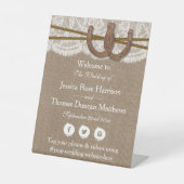 Het rustieke Hoefijzer bruiloft Collectie Welkom Reclamebord Met Voetstuk (Voorkant)