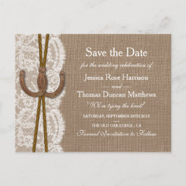 Het rustieke Hoefijzer Collectie save the date Aankondigingskaart