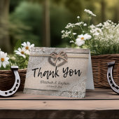 Het rustieke Huwelijk van het Kant van de Jute van Bedankkaart