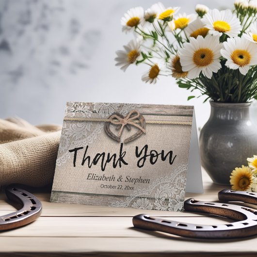 Het rustieke Huwelijk van het Kant van de Jute van Bedankkaart