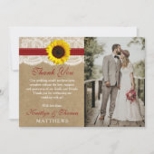 Het rustieke Kraft Zonnebloem Bruiloft Collectie Bedankkaart (Voorkant)