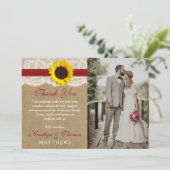 Het rustieke Kraft Zonnebloem Bruiloft Collectie Bedankkaart (Staand voorkant)